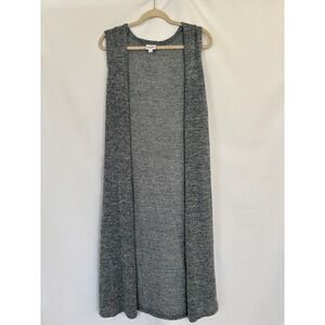 LulaRoe‎ Joy Black Grey Duster Vest Side Slit Sleeveless XL